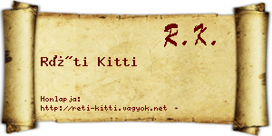 Réti Kitti névjegykártya
