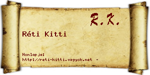 Réti Kitti névjegykártya